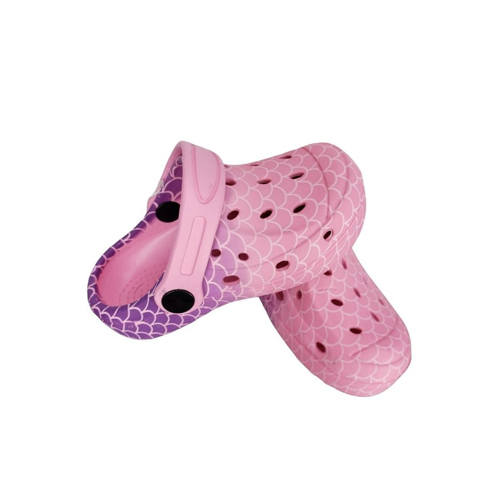 Bobbie Brooks Girls Pink purple‎ Mermaid print sea life slip on clogs 9/10